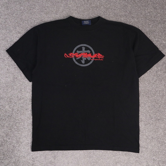 VTG Y2K Aeropostale Dragon Grunge Large Black Short Sleeve T-Shirt - Picture 1 of 9